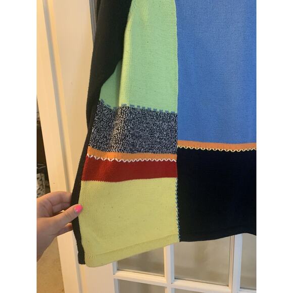 Crazy Horse by Liz Claiborne navy colorblock multicolor long sleeve sweater sz 1 - Picture 2 of 7